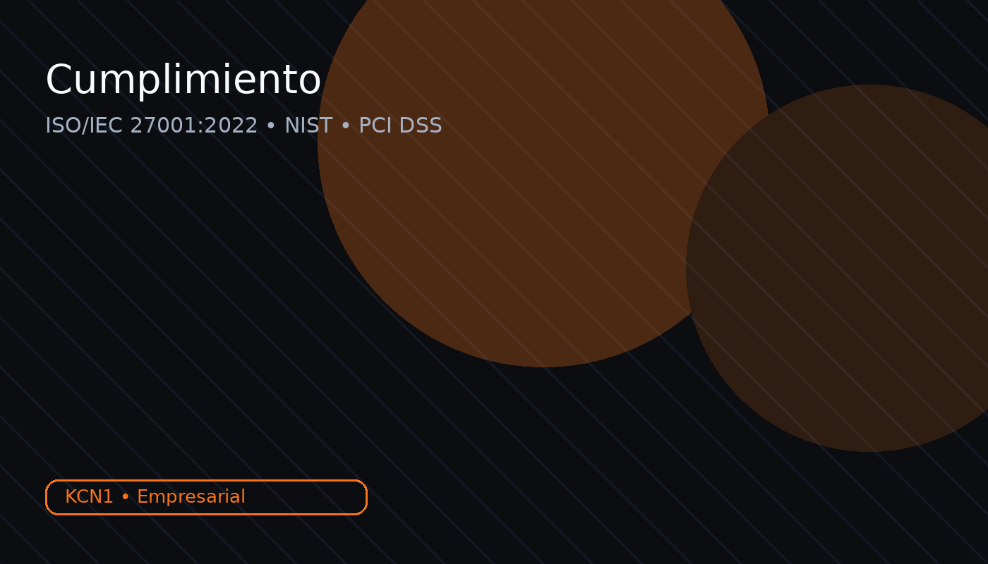 Cumplimiento ISO 27001:2022, PCI DSS, NIST